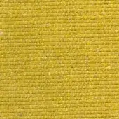 Mustard yellow fabric sample with a dense, rectilinear weave and matte finish; a dark green tag displays “swan > fabric (f) > f 952”.